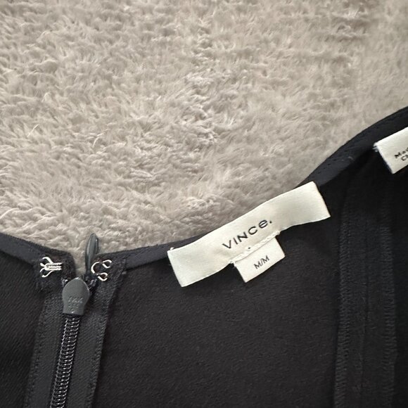 Vince Linen Blend Black Scoop Neck Black Fit and Flare Dress Women's MEDIUM - Picture 5 of 7